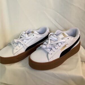 Puma White, Black Suede & Brown Sneakers - Soft Foam